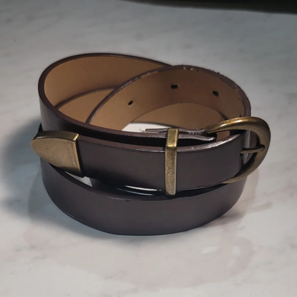 Old Navy Dark Brown Belt with Brass Buckle - Picture 2 of 6